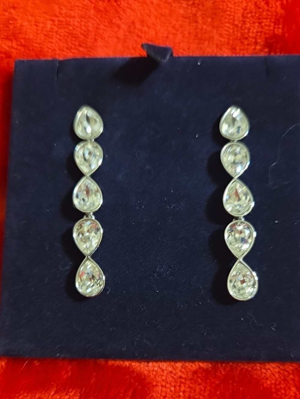 Elegant Clear Teardrop Linear Drop Earrings - Women Jewelry